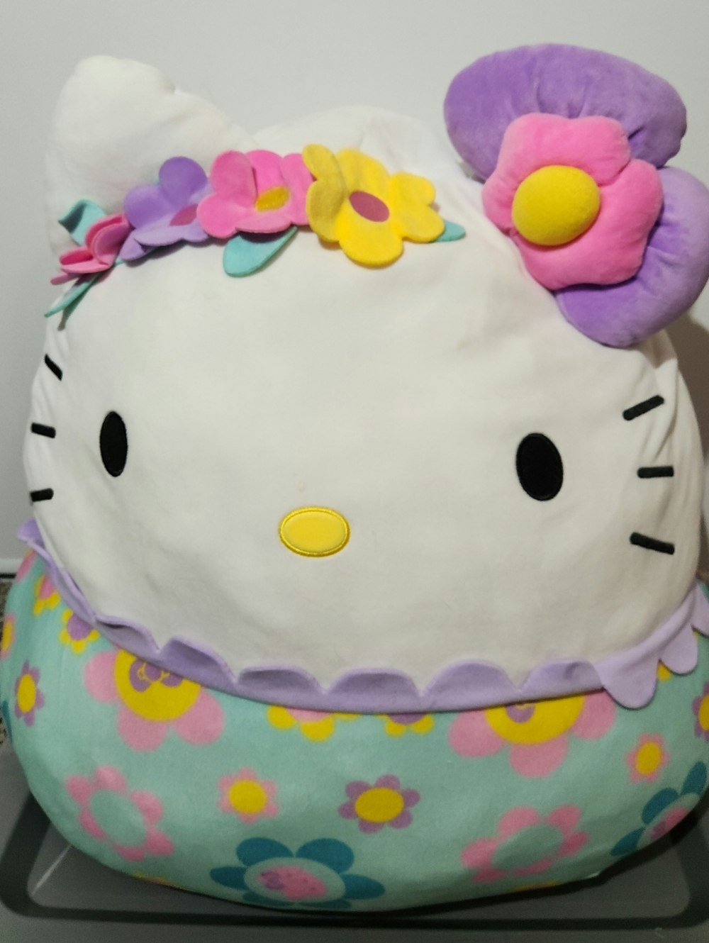 Hello Kitty Floral Plush Pillow - Pastel White, Mint, Pink, Yellow, Purple